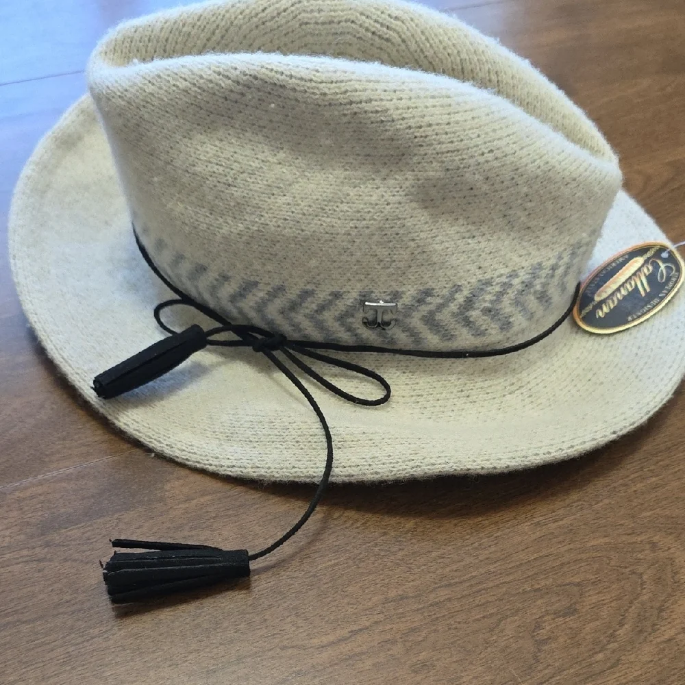 Callanan‎ Hat Wool Blend Knit Safari Hat With Chevron Band One Size - Picture 2 of 9